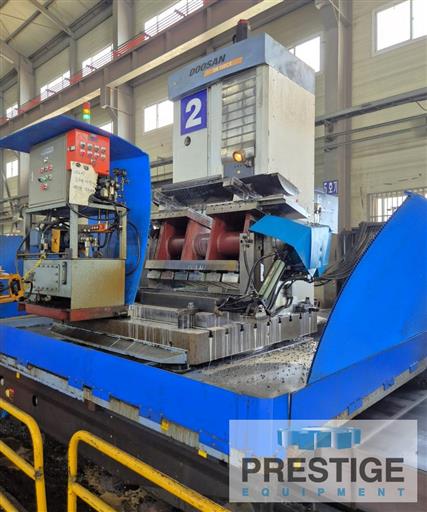 5.12" Daewoo Doosan #DB130CX, CNC table type horizontal boring mill, Fanuc 18iMB, 40 station automatic tool