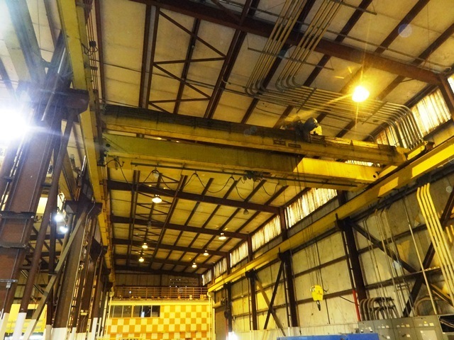 10 Ton, Shaw-Box, Class C overhead bridge crane, 35.9' Span, 60" gauge, double girder, 1974, #12965J