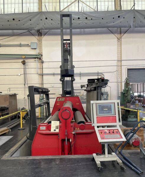 10' x 1.5" Davi #MCB-3045, CNC plate roll w/Leonardo Systems Control, hydraulic support guides, 2006