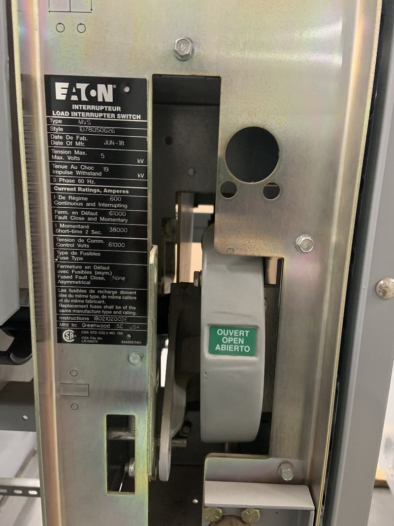 Eaton, Fused MVS Load Interrupter, 5kV 600A 61kA Fault close 38kA momentary