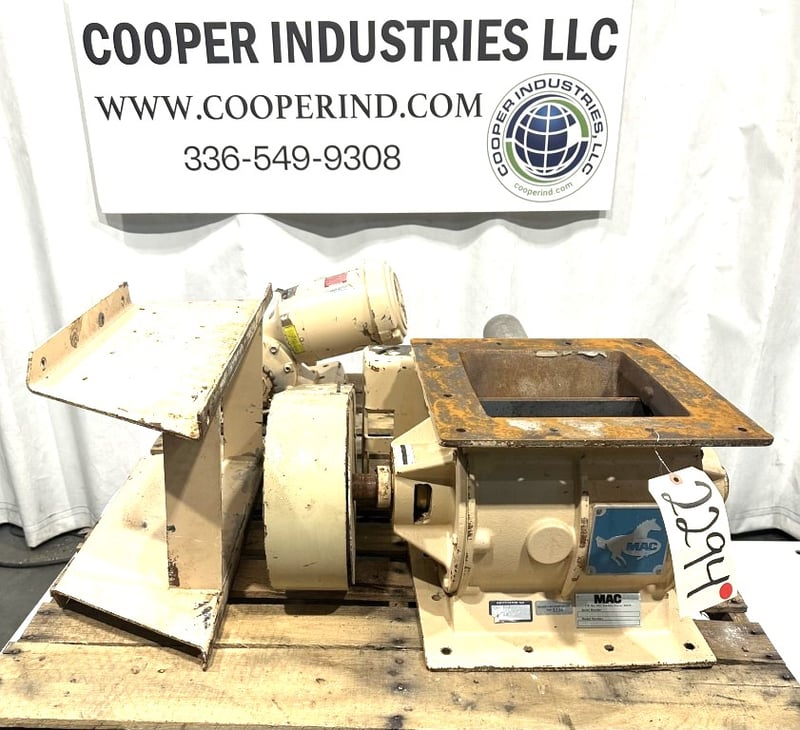 10" x 10" Mac #MD40, rotary airlock, Carbon steel, fixed tip rotor, 1 HP, 1725 RPM