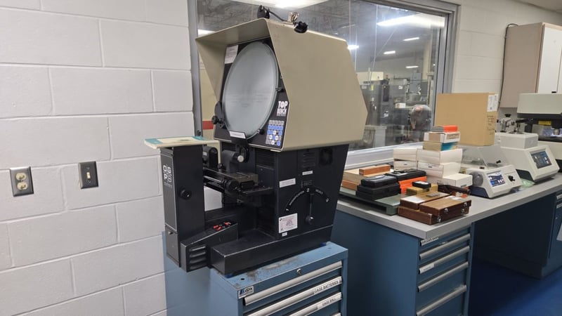 14" OGP, top bench optical comparator, 10/20/50X lens, geo functions, 1995