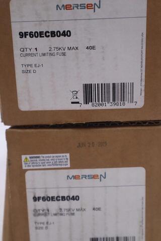 NEW GENERAL ELECTRIC 9F60ECB040 FUSE 40E AMPS 2400V VOLTS Type EJ-1 SIZE D 3540