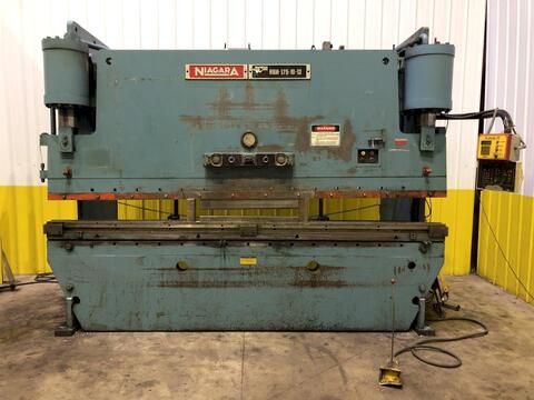 175 Ton, Niagara #HBM-175-10-12, hydraulic press brake, 12' overall, 126" between housing, 10" stroke, 17"