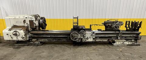 32" x 168" American #Pacemaker, heavy duty engine lathe, 24" 4-jaw chuck, 3" hole, #6MT, 7-600 RPM, taper
