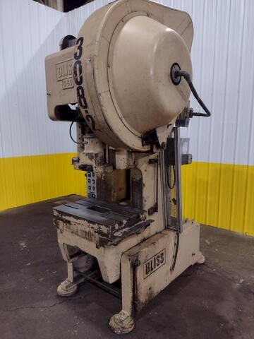 60 Ton, Bliss #C-60, OBI Stamping Press, 6" Stroke, 3" Adjustment, 10.75" Shut H, 20" x 32" Bed, 5 HP, 1978