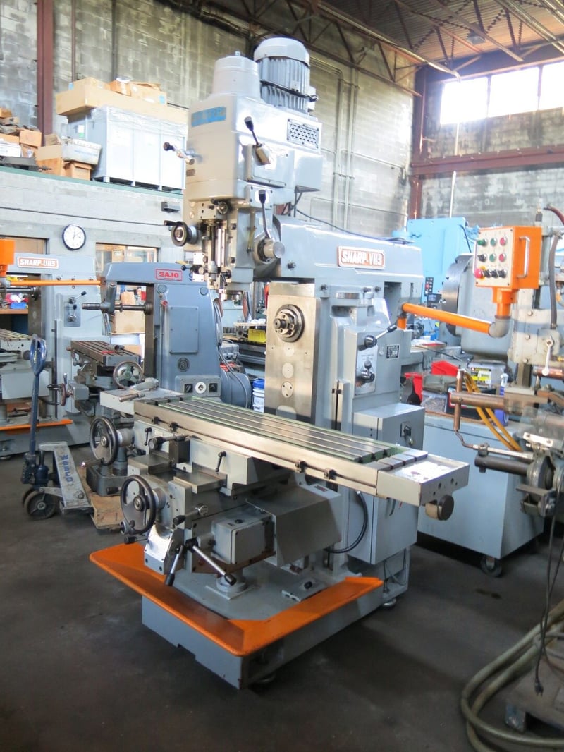 Sharp #VH-3, Combination Milling Machine, 5 HP, 220/440 V., 37-3/8" x 14-13/16" x 18-1/2", 12" x 51" table