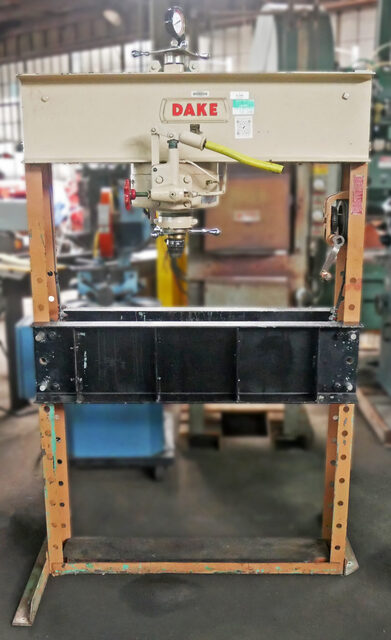75 Ton, Dake #75H, h-frame press, 44" between housing, 4-1/2" ram travel,