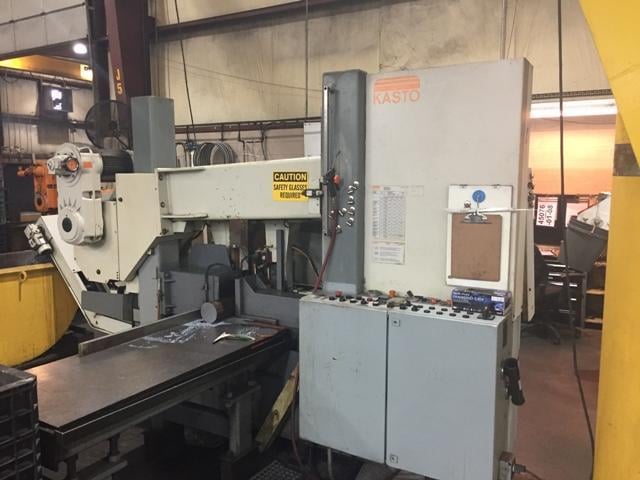 20.5" x 20.5" Kasto #HBA-520AU, horizontal bandsaw, 285" x 2" x .050" blade, 55-410 FPM, hydraulic vise