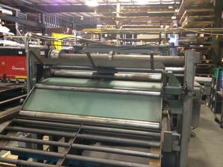 60" x 5" Welty Way #J, slitter, 16 gauge, 4-knives, pinch rolls