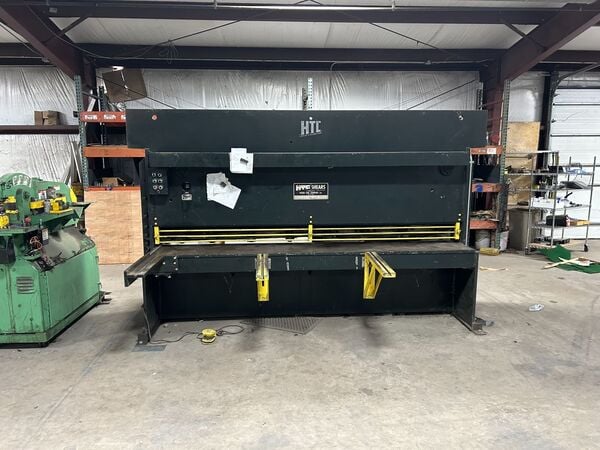 1/4" x 124" HTC #250-10A, plate shear, 21 SPM, 1" x 3" x 124" blade, 25 HP, 230/460 V., 36" Back Gauge