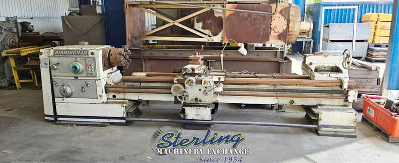 26"/31" x 120" Birmingham #DL-26120, engine lathe, 4-1/8" hole, D1-11 Camlock, 4-way rapid traverse, 6-jaw