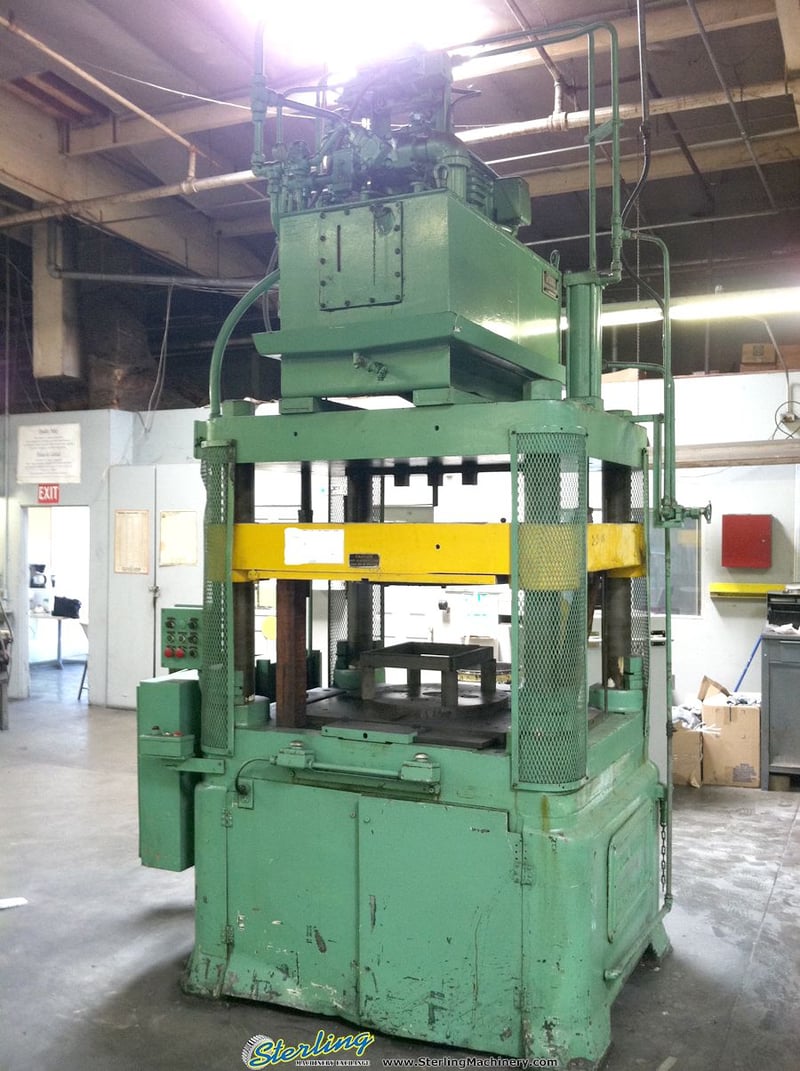 175 Ton, Columbus Industries, 20" stroke, 4-post hydraulic trim press,dual palm controls, #A1879
