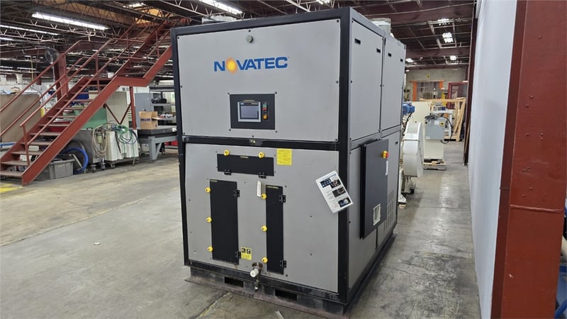 Novatec #NW-2000-NC, central dryer, 2000 lb/hr, 35 KW regeneration heater, 100&deg;F to 375&deg;F, Siemens Touch