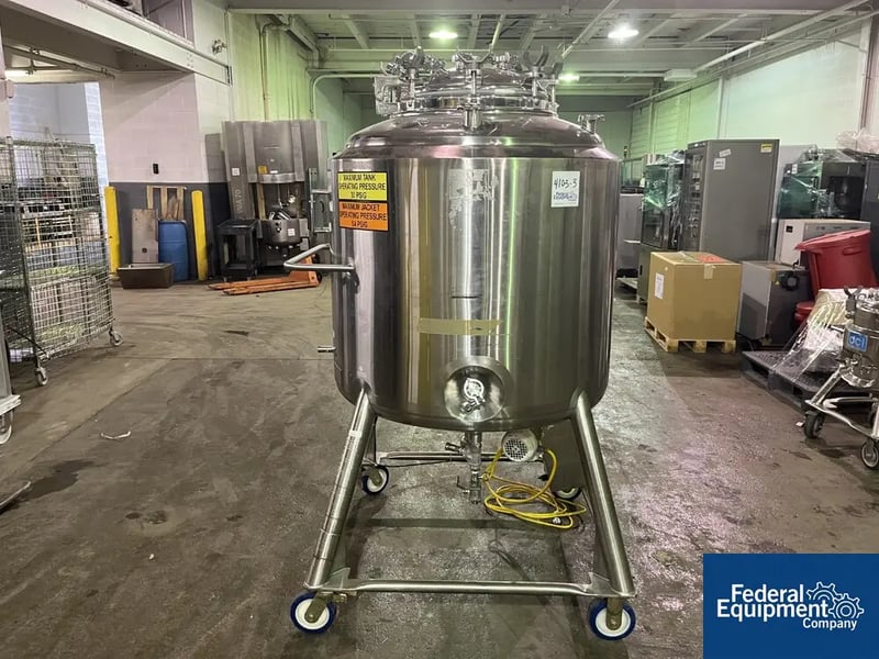 105 gallon DCI Reactor, 316L Stainless Steel, 40/45#, 400 L, 36" diameter x 30" straight side, dish top &