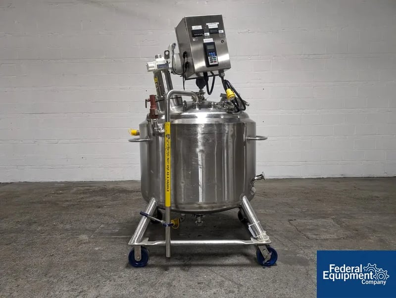105 gallon DCI Reactor, 316L Stainless Steel, 40/125#, 400 L, 36" diameter x 23" straight side, dish top &