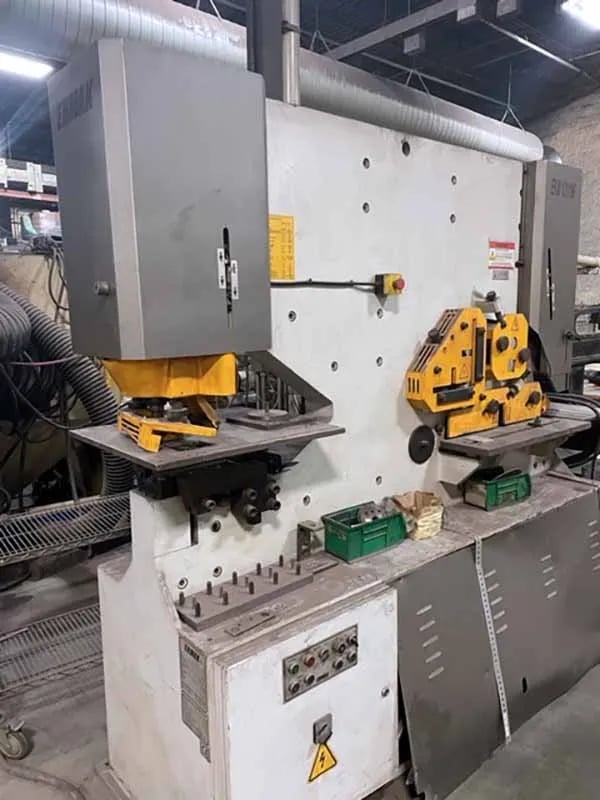 5.98" x 5.98" x 0.51" Ermak #EKM-121-198, ironworker, 121 ton, 3.15" stroke, 24" throat, 2011