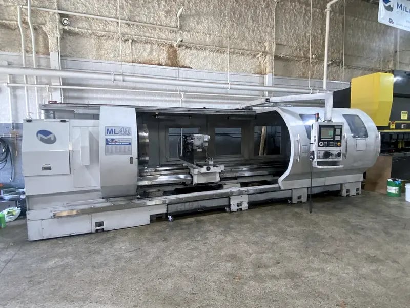 Milltronics #ML-40/160, CNC lathe, 39.7" swing, 31" chuck, 3-jaw, 14" bore, 160" centers, A2-20, 12 turret