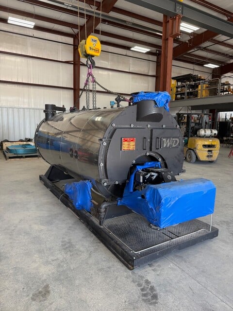 100 HP Williams & Davis, 2-Pass, dry-back design steam boiler, new