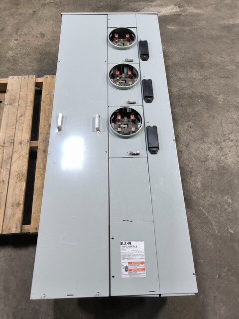 200 Amps, Eaton 1MP3206RRLB, 3 Meter Stack, 120/240 VAC, 1ph, 3 Wire, 3R, AS IS