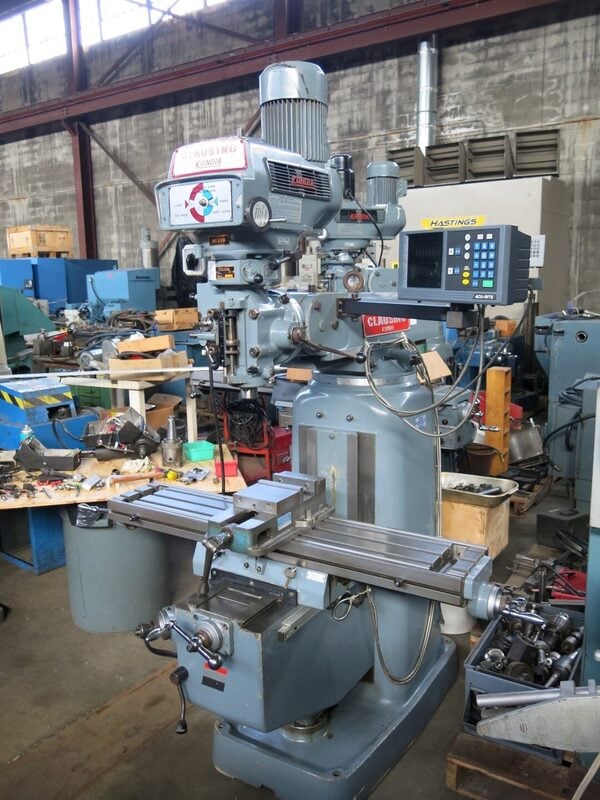 Clausing, Kondia #FV-1, Knee Mill, 9" x48" tbl, 3 HP, 4000 RPM, ProtoTrak M2 CNC Control, Kurt 6" vise,