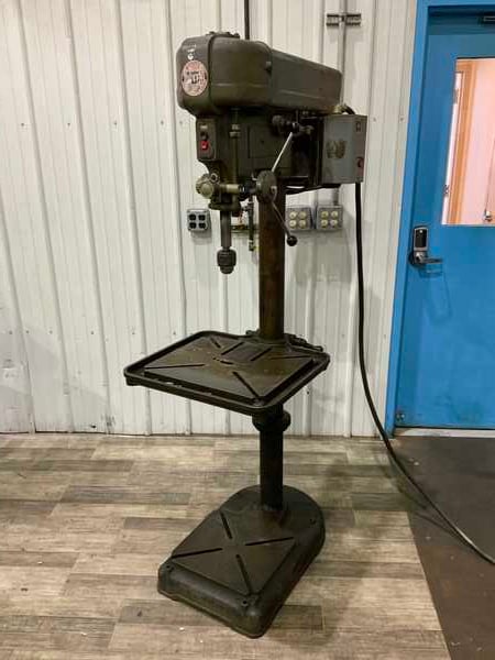 20" Rockwell #70-400, single spindle drill, 10" throat, 18" x 16" table area, 16" x 14" base area, 1.5 HP