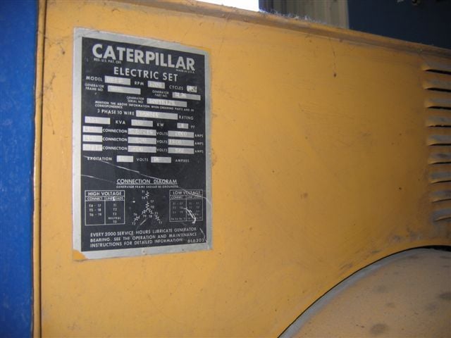 600 KW, 1200 RPM, Caterpillar #SRCR, generator end
