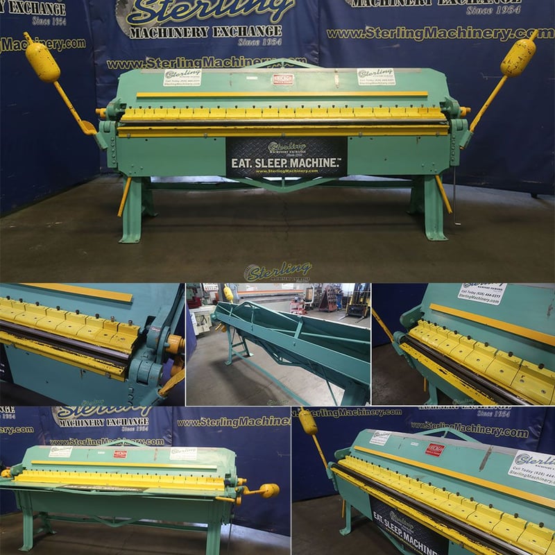 14 gauge x 8' Chicago #W37, manual hand box & pan brake, 2 counter weights