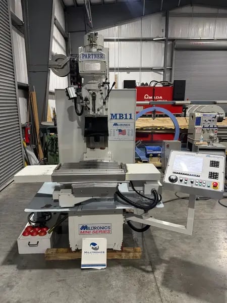 Milltronics #MB-11, CNC vertical mill, 30" x12"tbl., 5 HP, 24" X, 12" Y, 18" Z, R-8, 3-Axis, Centurion 6