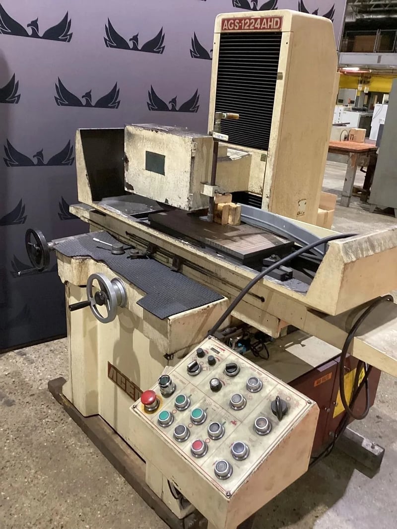 11" x 23" Acer #AGS-1224AHD, automatic horizontal surface grinder, 14" x 1.25" wheel, 5 HP, coolant tank