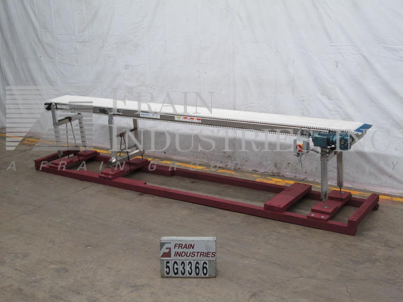 18" wide x 16' long, Span Tech #ST, Stainless Steel, flexlink belt conveyor, 1/2 HP drive, 36"