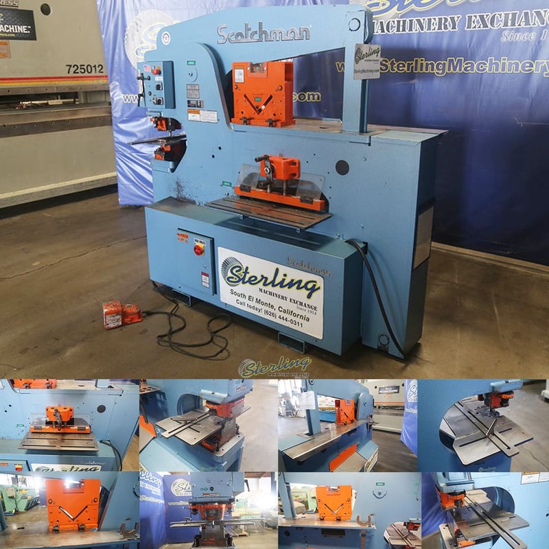 6" x 6" x 1/2" Scotchman #12012-24M, ironworker, 120 ton, 12" throat, electric foot pedal