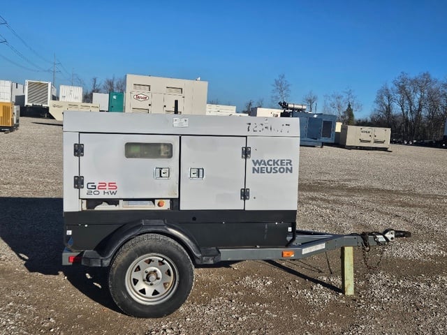 20 KW Wacker Neuson #G25, trailer mounted, Tier 4i, sound attenuated enclosure, 120/240/208/277/480 Volts