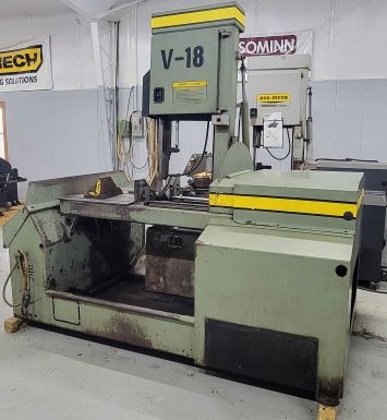 18" x 20" Hydmech #V-18, vertical bandsaw, 1-1/4" x 14' 6" x 0.042", 65-385 SFM, 19" diameter wheel, 1999
