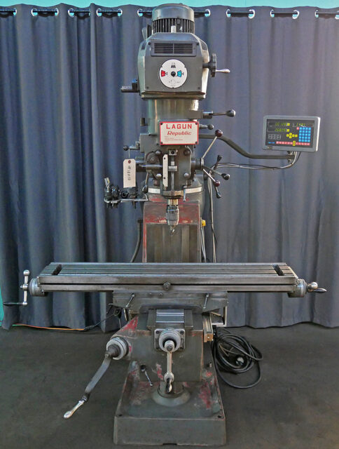 Republic-Lagun #FTV-2, Vertical Milling Machine w/DRO, 9" x 48" table, 34.6" x 16" x 16" travel, 22-3/16"