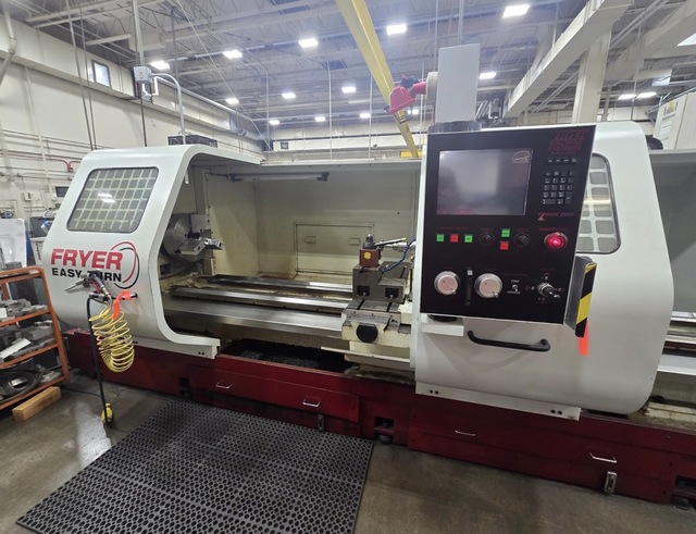 Fryer #ET-30, CNC Flat Bed Lathe, 20" chuck, 4.1" bar, 2 axis, 30 HP, 1500 RPM, 15" diameter x 80" L max, 30"