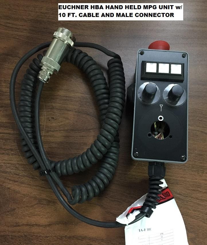 Euchner, Handheld Manual Pulse Generator Unit, 3-meter curly cable, 28 pin connector, Fanuc hand wheel