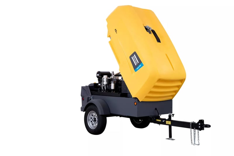 238 cfm, 100 psig, Atlas Copco #XATS-250-KD, Air Compressor, 4-Cylinder Diesel Engine, 3.4" Bore, 4" Stroke
