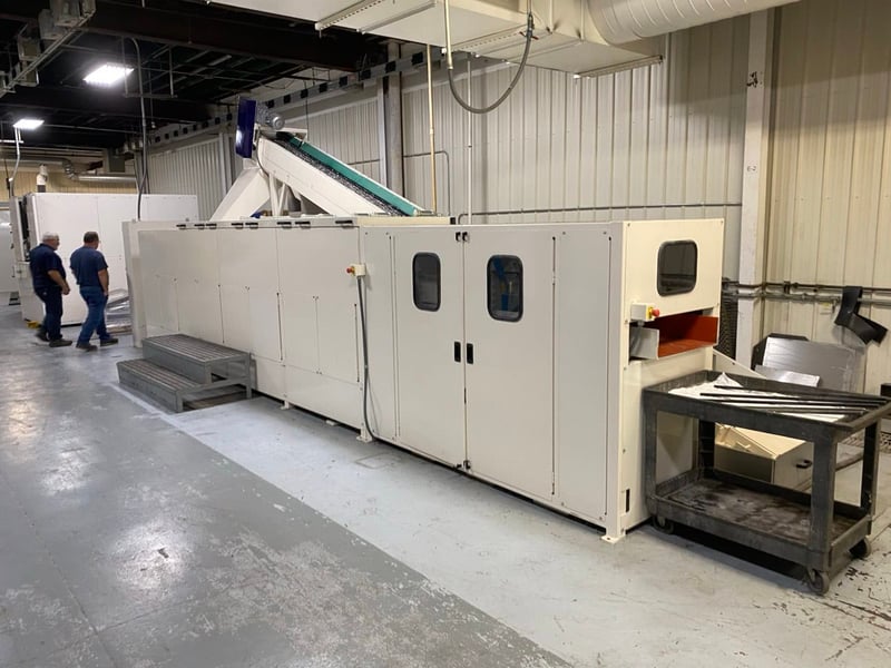 12 cu.ft. Almco #V-26TFS, Through-feed Vibratory Tub, 24" x 96" tub, sound attenuated enclosure, variable