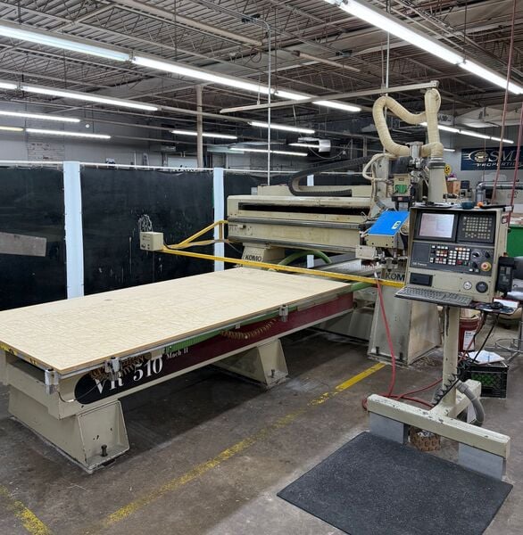 Komo #VR-510-Mach-II, CNC router, GE Fanuc Control, 135" X, 84" Y, 11" Z, 60" x 120" table, 18000 RPM, 2001