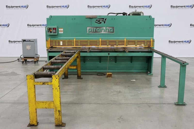 1/4" x 10' Piranha #M1/4-10, hydraulic shear with digital Go To back gauge, 13 hold downs
