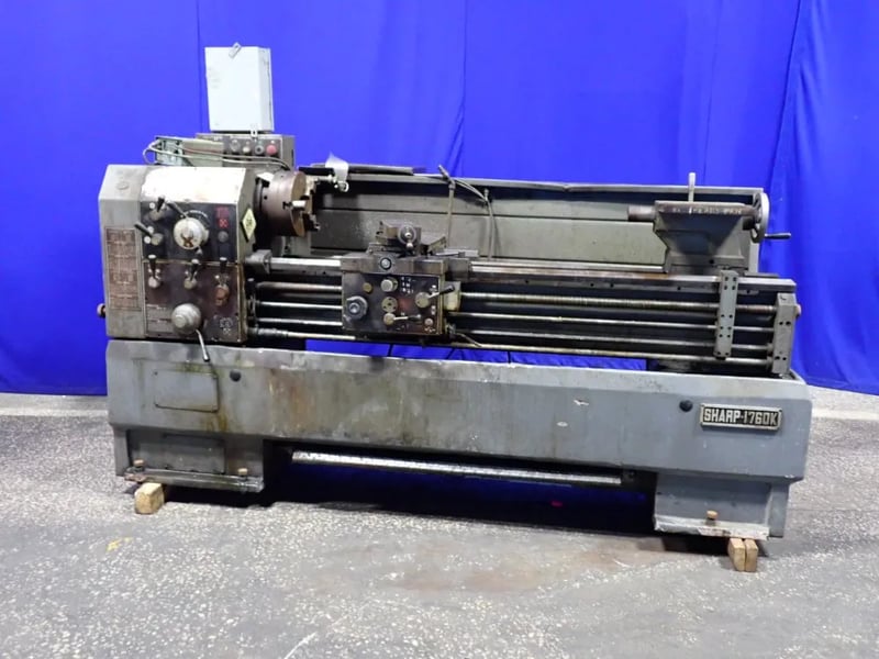17" x 60" Sharp #1760K, Lathe, w/Tail Stock, 10" 3-Jaw Chuck, 2.5" Bore, 7.5 HP, 220 V