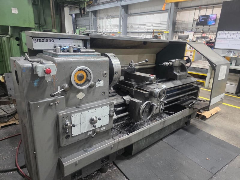 22" x 60" Graziano #Sag22, manual engine lathe, 16" 3-jaw chuck, 3-1/2" hole, 30-1500 RPM, D1-8 Camlock