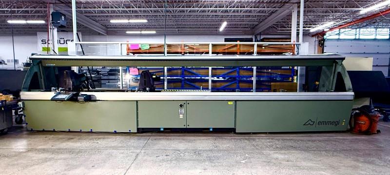 21-5/8" Emmegi #Precision-TS2-TU/6, Twin-Head Double Miter Saw, 20' cutting length, 5.5 HP, 2250 RPM, 600