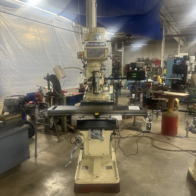 Chevalier #FM-3VKH, Vertical Mill, 3 HP, variable speed, 10" x 50" table, digital read out
