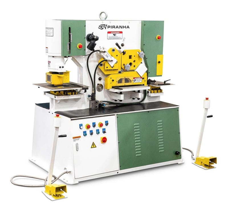 4-1/2" x 4-1/2" x 7/16" Piranha #BII-66, dual operator hydraulic ironworker, 66 ton, automatic hydraulic