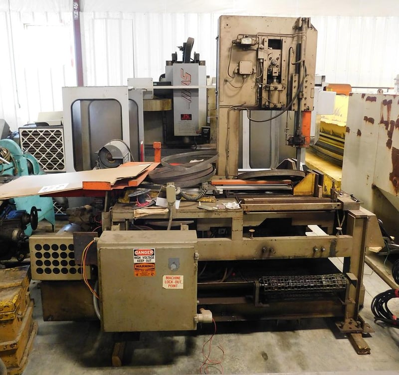 21" x 21" Kalamazoo #VTH-21A, semi-auto vertical bandsaw, 1-1/4" x .042" x 194" blade, 40-450 FPM, 7.5 HP