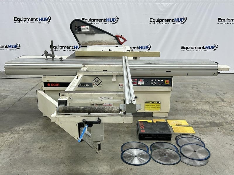 SCM #SI-350-E, sliding table saw with programmable fence, powered tilt/height adjustment, 2003