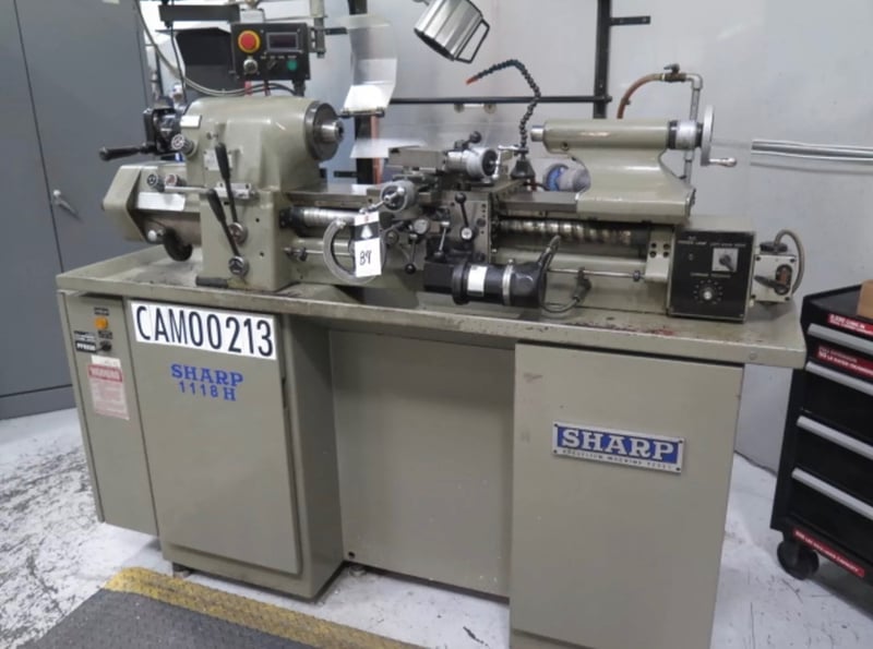 11" x 18" Sharp #1118H, Precision Toolroom Lathe, 6" swing over cross slide, 4000 RPM, inch/metric thread