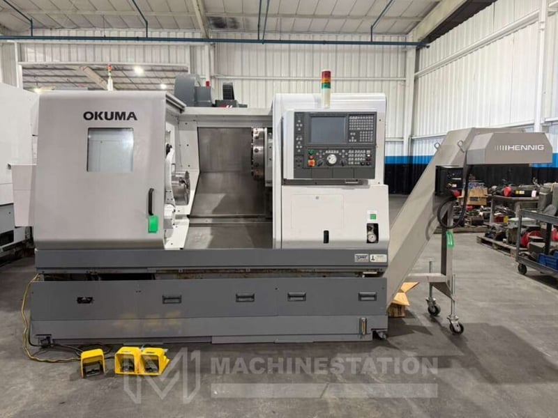 Okuma #Captain-L470M, CNC turning lathe, 24.4" swing, 12" chuck, 3-jaw, 3.9" bar, 16.53" dia., 25.59" lgth